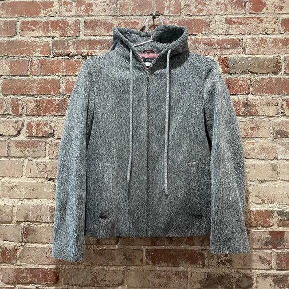 J. Crew Gray Wool Mohair Hooded Jacket Size Small - Picture 2 of 6